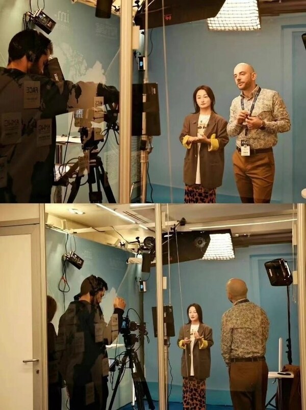 李佳杰在2023年AMWC摩纳哥大会现场接受采访 李佳杰在2023年AMWC摩纳哥大会现场接受采访