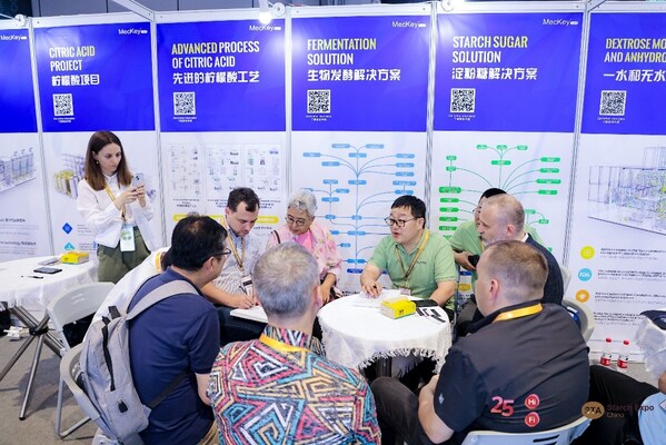 俄罗斯淀粉协会拜访上海国际淀粉展与展商洽谈中