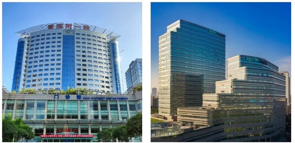 重庆医科大学附属第一医院（左图）与重庆莱佛士医院（右图）