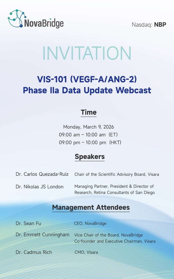 VIS-101 IIa期数据更新解读会英文场邀请函 VIS-101 IIa期数据更新解读会英文场邀请函